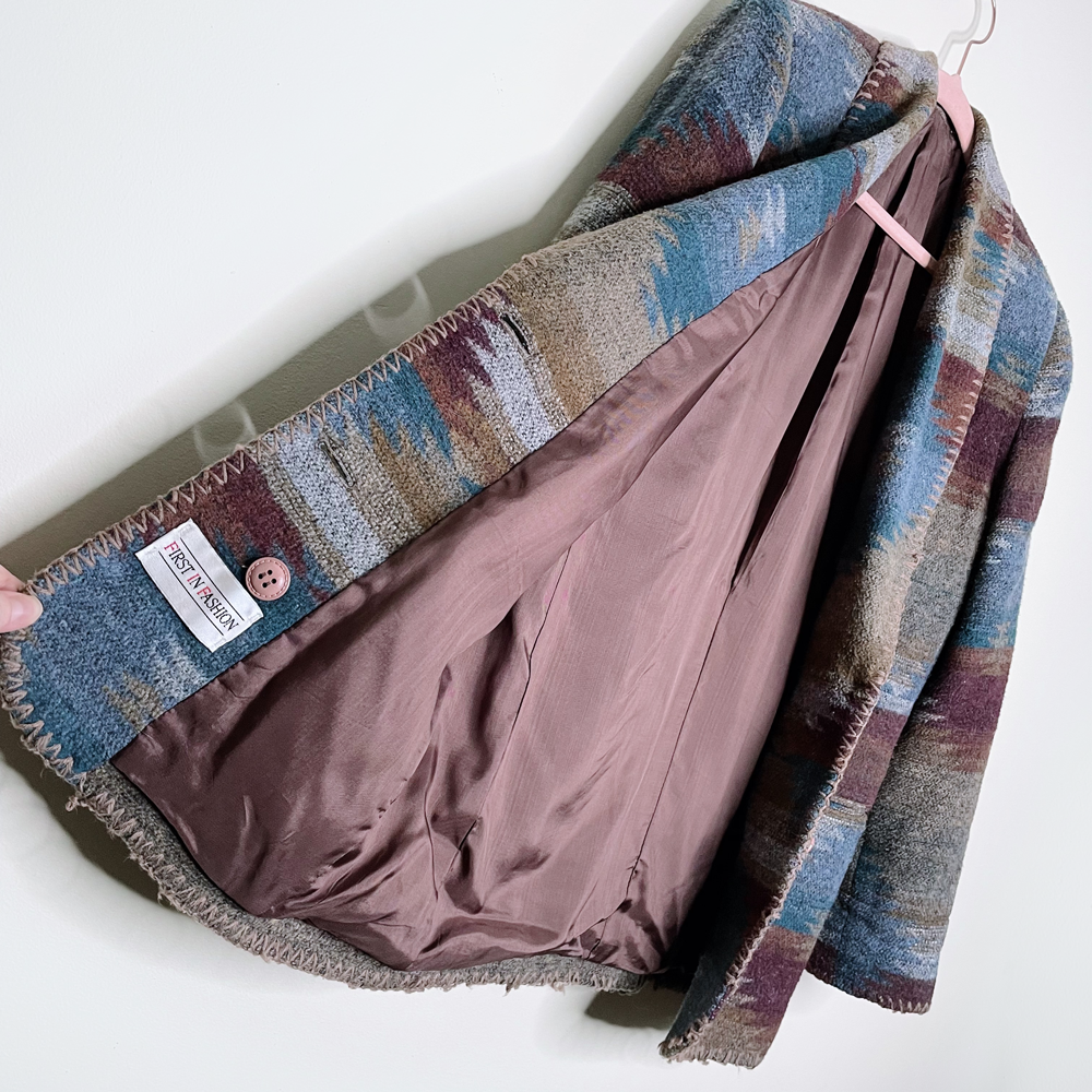 vintage serape navajo style blanket jacket - size 7/8