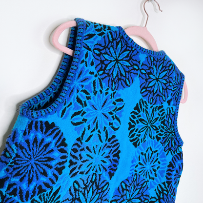 vintage 70's handmade woven tapestry vest and skirt set - size sm/med