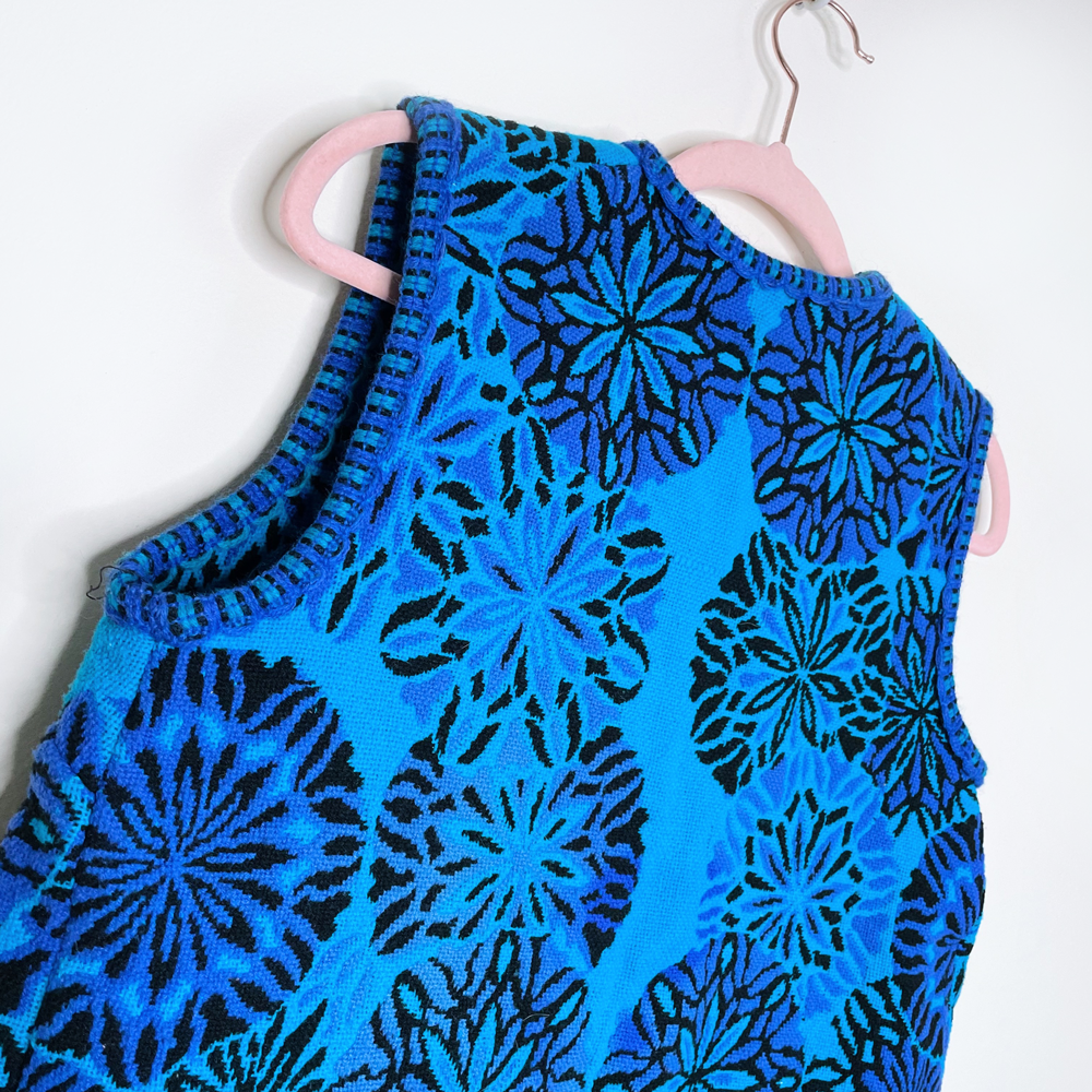 vintage 70's handmade woven tapestry vest and skirt set - size sm/med