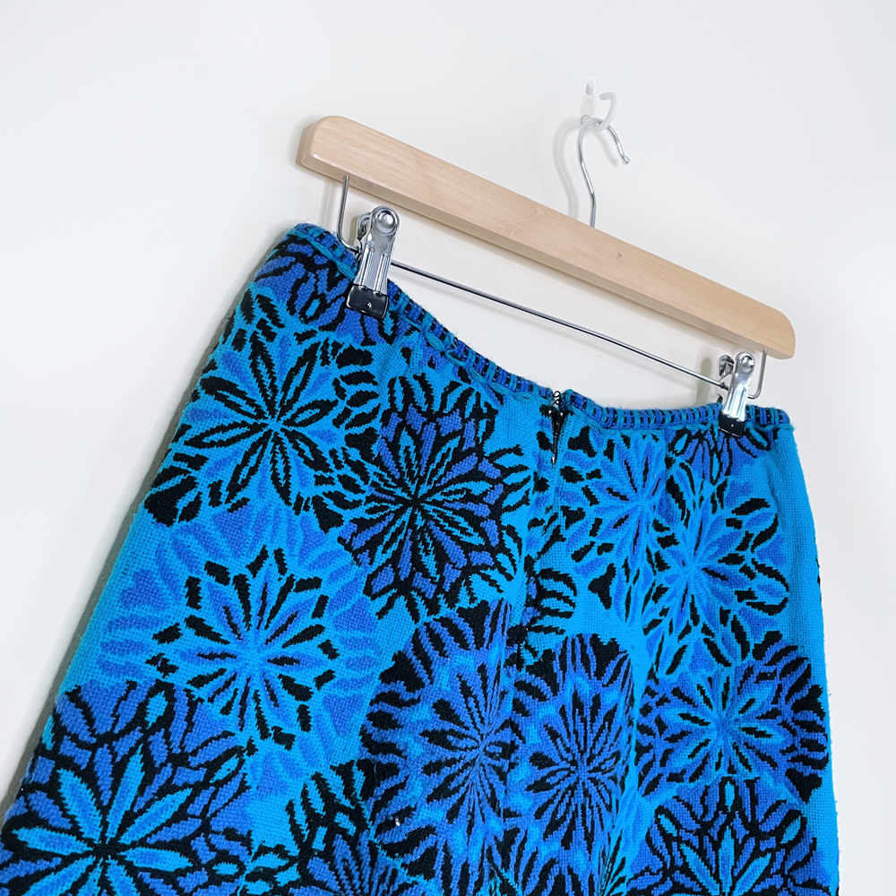 vintage 70's handmade woven tapestry vest and skirt set - size sm/med