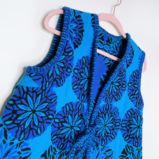 vintage 70's handmade woven tapestry vest and skirt set - size sm/med