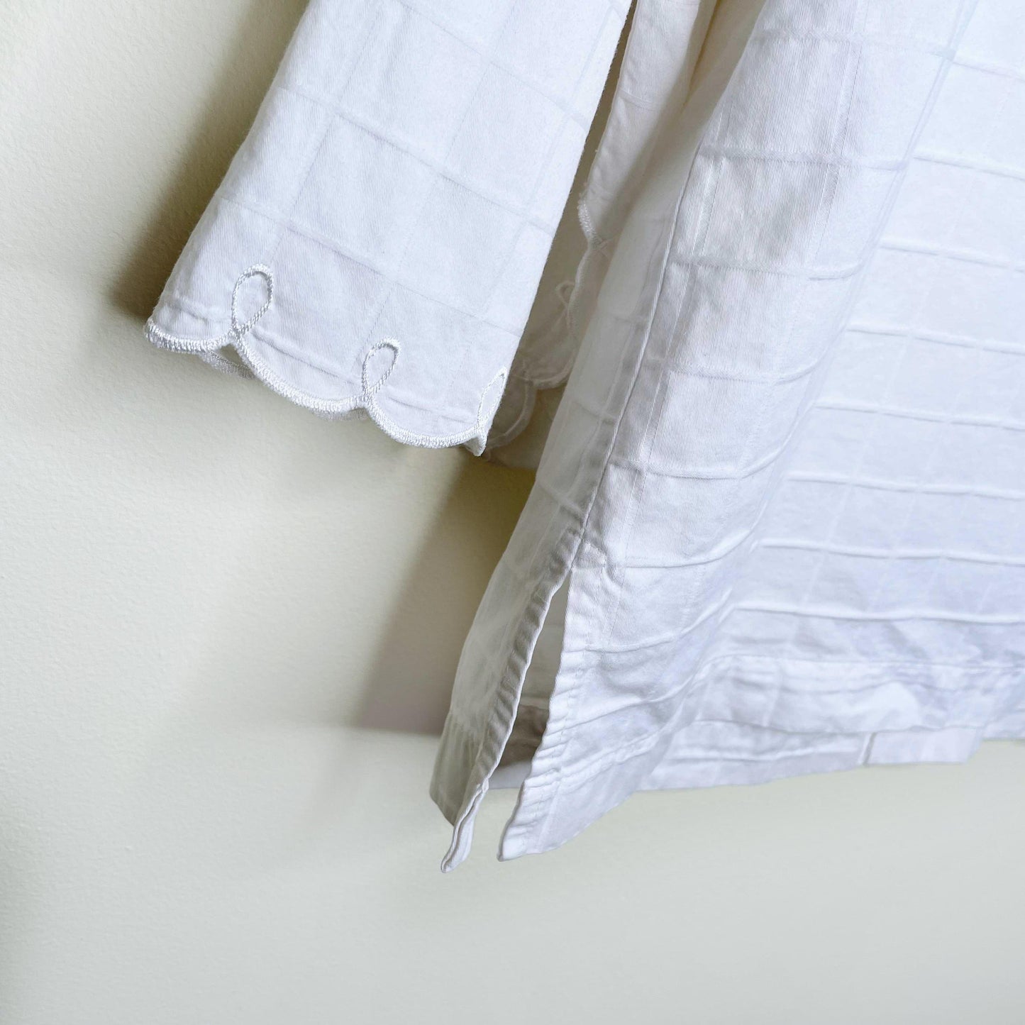 natori white cotton embroidered pajama set - size large