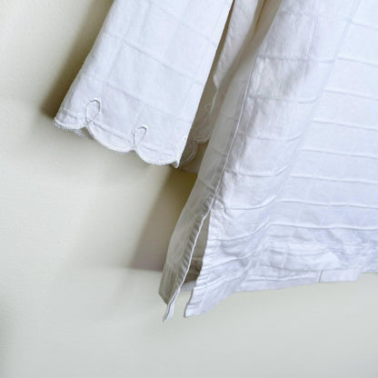 natori white cotton embroidered pajama set - size large