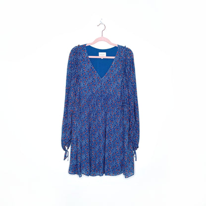 sézane blue floral evy boho dress in palermo print - size 34