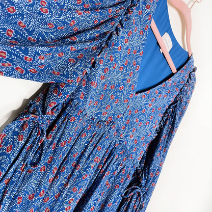 sézane blue floral evy boho dress in palermo print - size 34