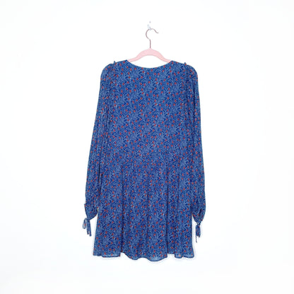 sézane blue floral evy boho dress in palermo print - size 34