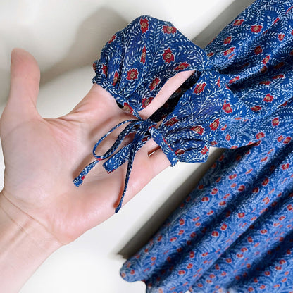 sézane blue floral evy boho dress in palermo print - size 34