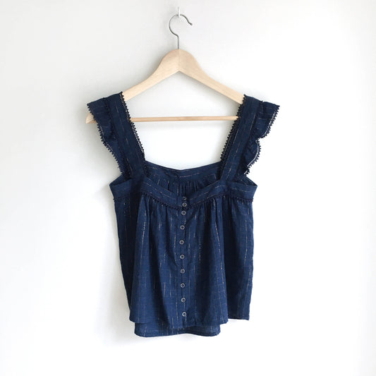 sézane button back romantic blouse - size 34