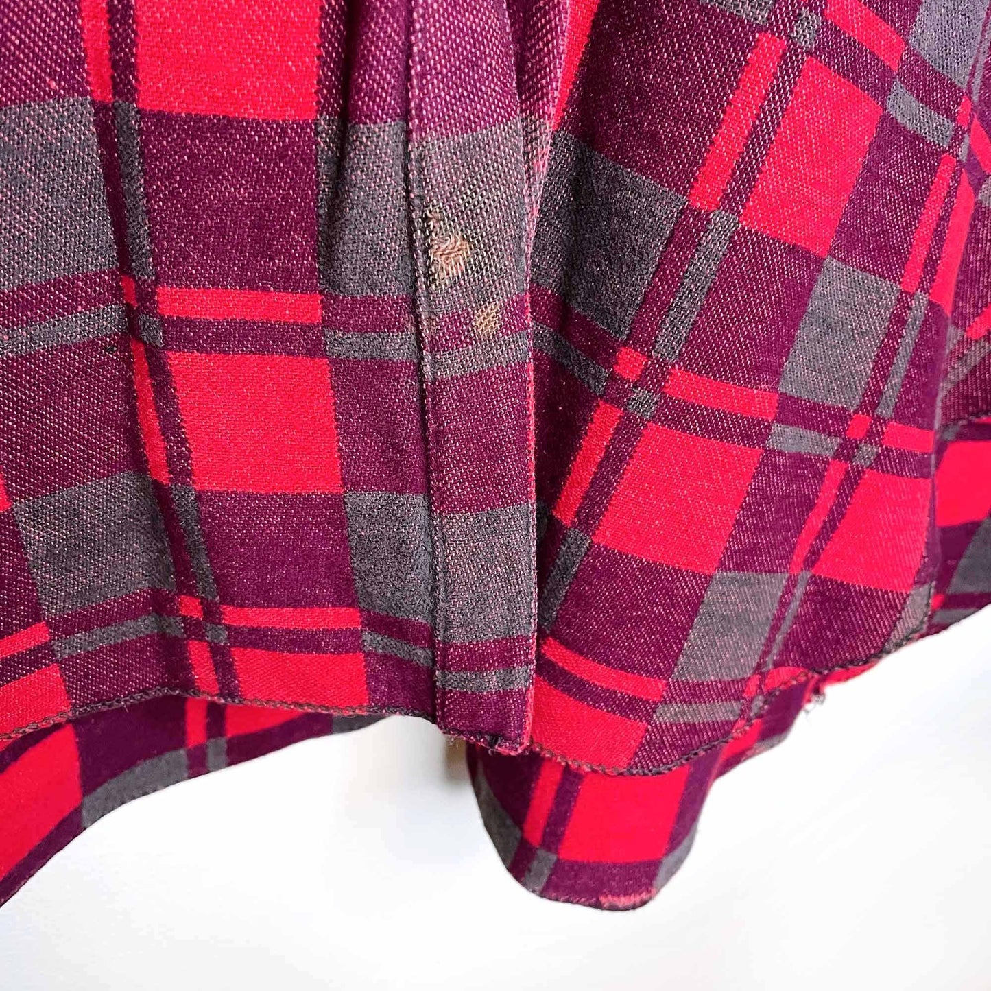 vintage 60's champion red buffalo plaid fleece shacket - size 16