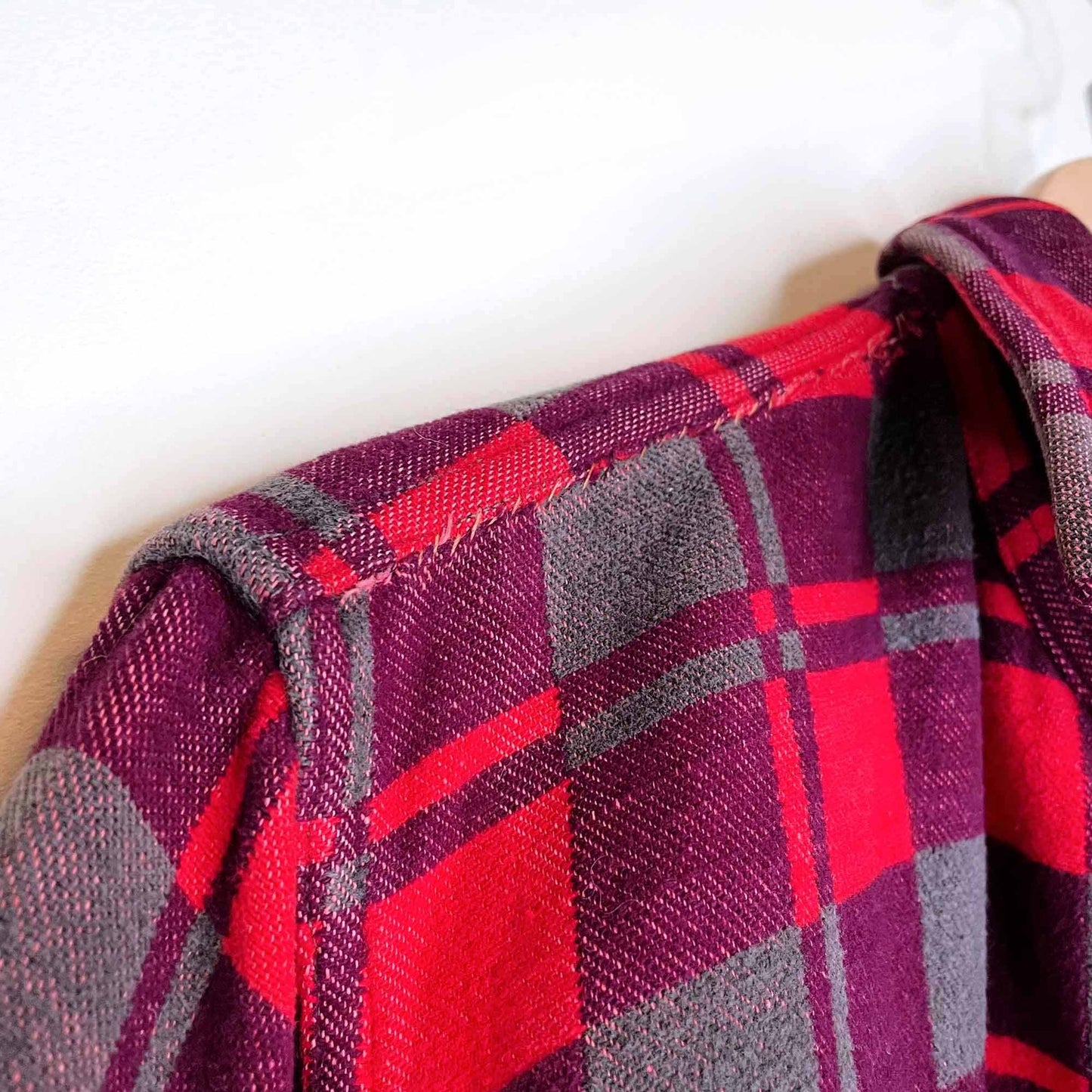 vintage 60's champion red buffalo plaid fleece shacket - size 16