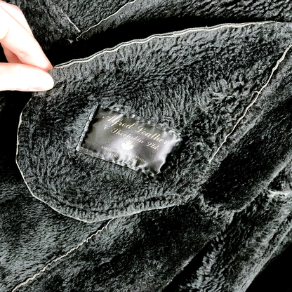 vintage 60s black a-line swing hem long sheepskin coat - size l/xl