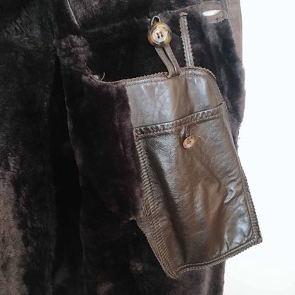 Long sheepskin jacket with fur collar - size Medium