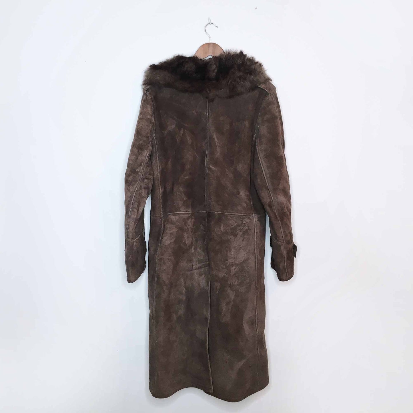 Long sheepskin jacket with fur collar - size Medium