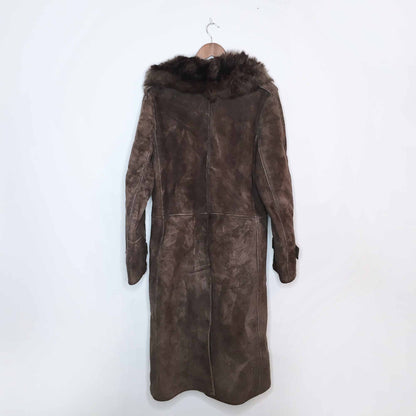 Long sheepskin jacket with fur collar - size Medium