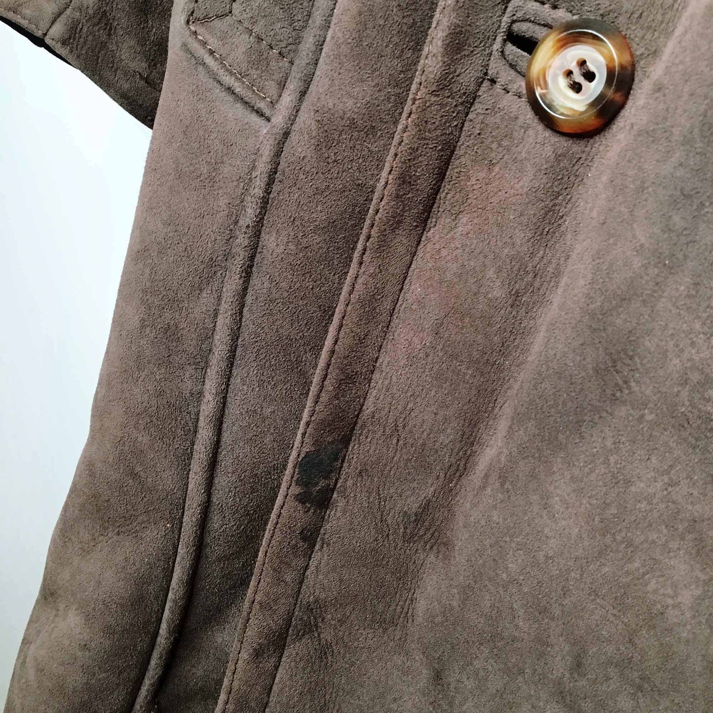 Long sheepskin jacket with fur collar - size Medium