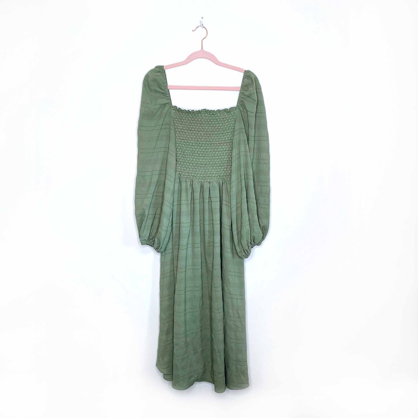 shein smocked bodice lantern sleeve dress - size small