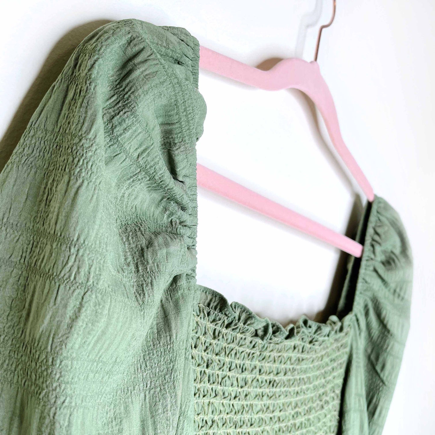 shein smocked bodice lantern sleeve dress - size small