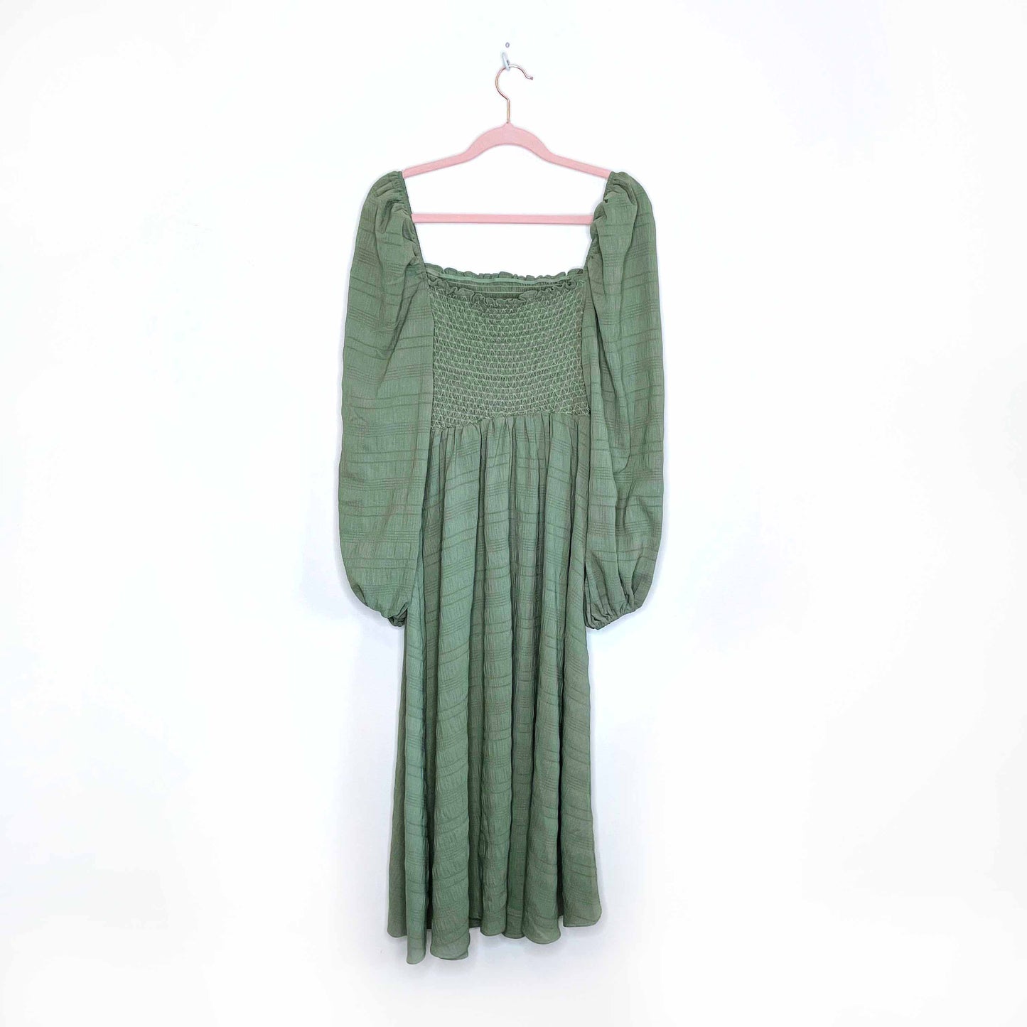 shein smocked bodice lantern sleeve dress - size small