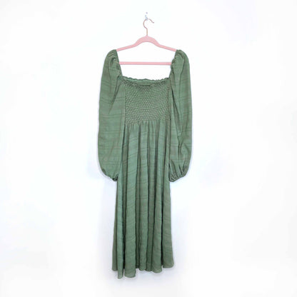 shein smocked bodice lantern sleeve dress - size small