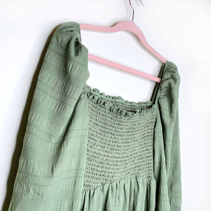 shein smocked bodice lantern sleeve dress - size small