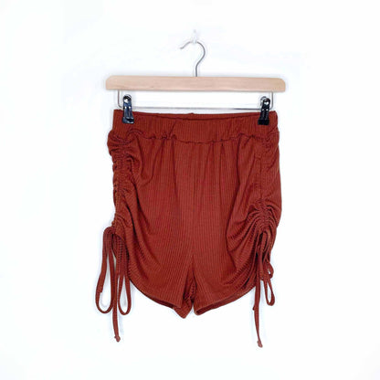 shein drawstring side ribbed knit shorts - size small