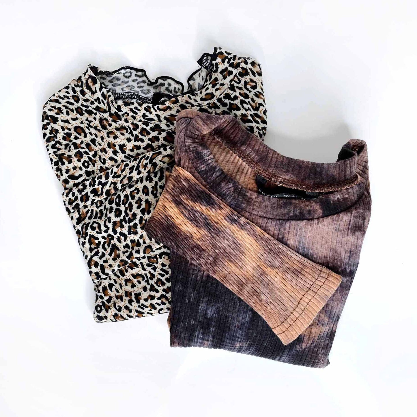 shein long sleeve crop top - animal print or tie dye - size small