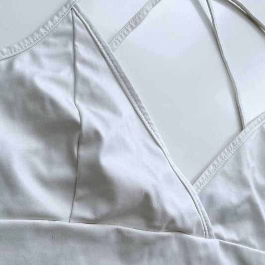 shein white faux leather cropped tank cami - size xl