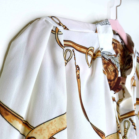 shein chain print split neck blouse - size large