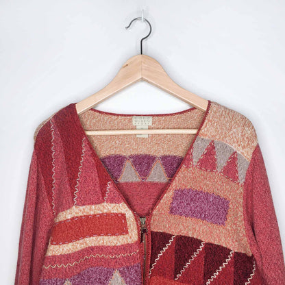 Vintage Sigrid Olsen Sport multi patchwork cardigan - size XL