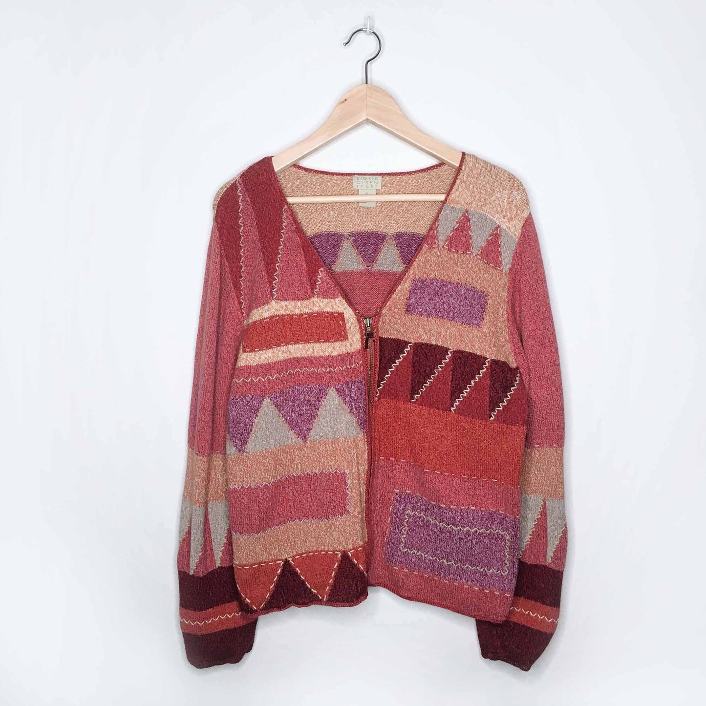 Vintage Sigrid Olsen Sport multi patchwork cardigan - size XL