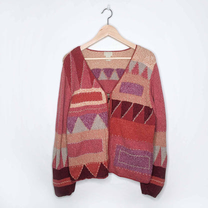 Vintage Sigrid Olsen Sport multi patchwork cardigan - size XL