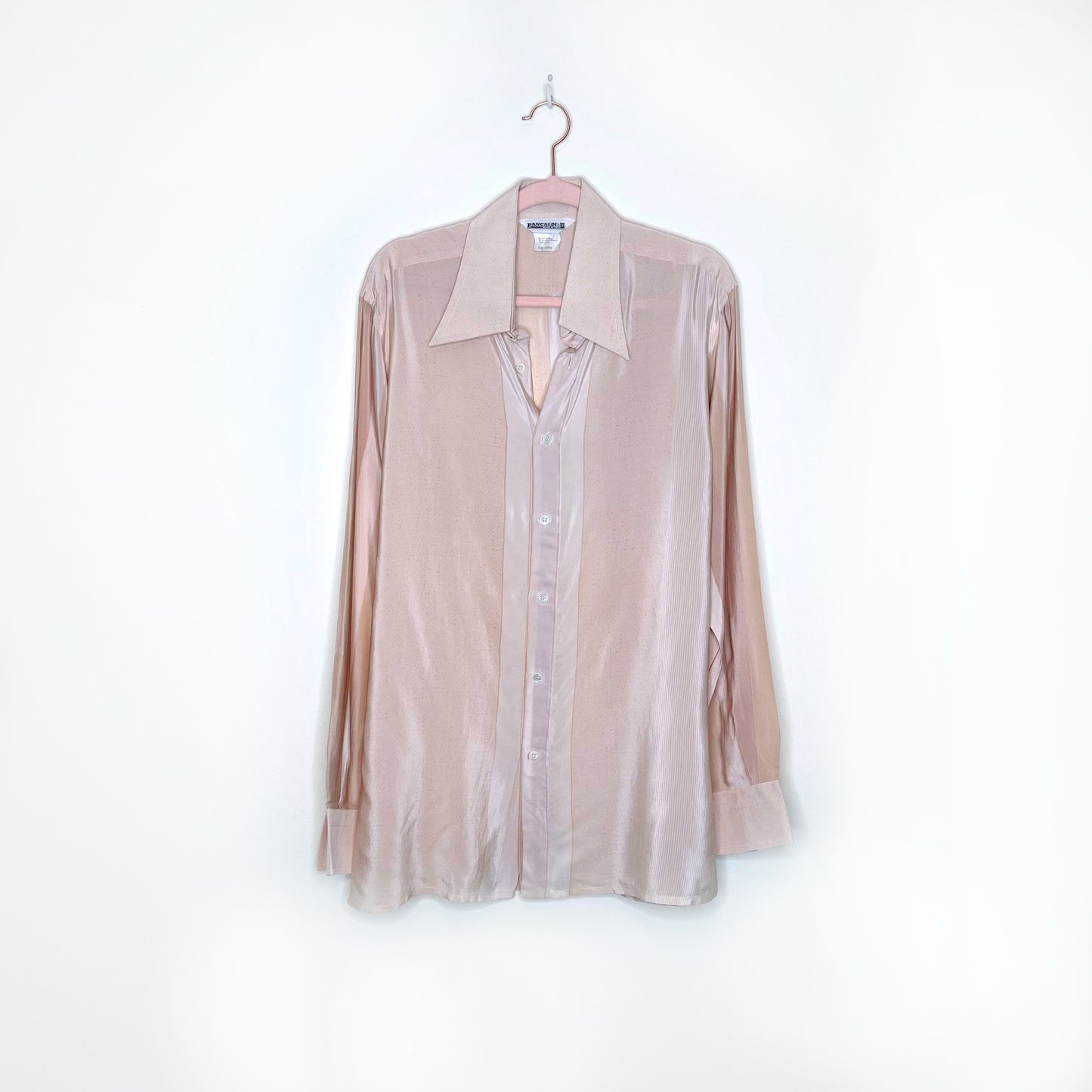 vintage 70's pancaldi & b silk cream striped blouse - size 42