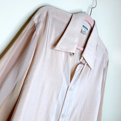 vintage 70's pancaldi & b silk cream striped blouse - size 42