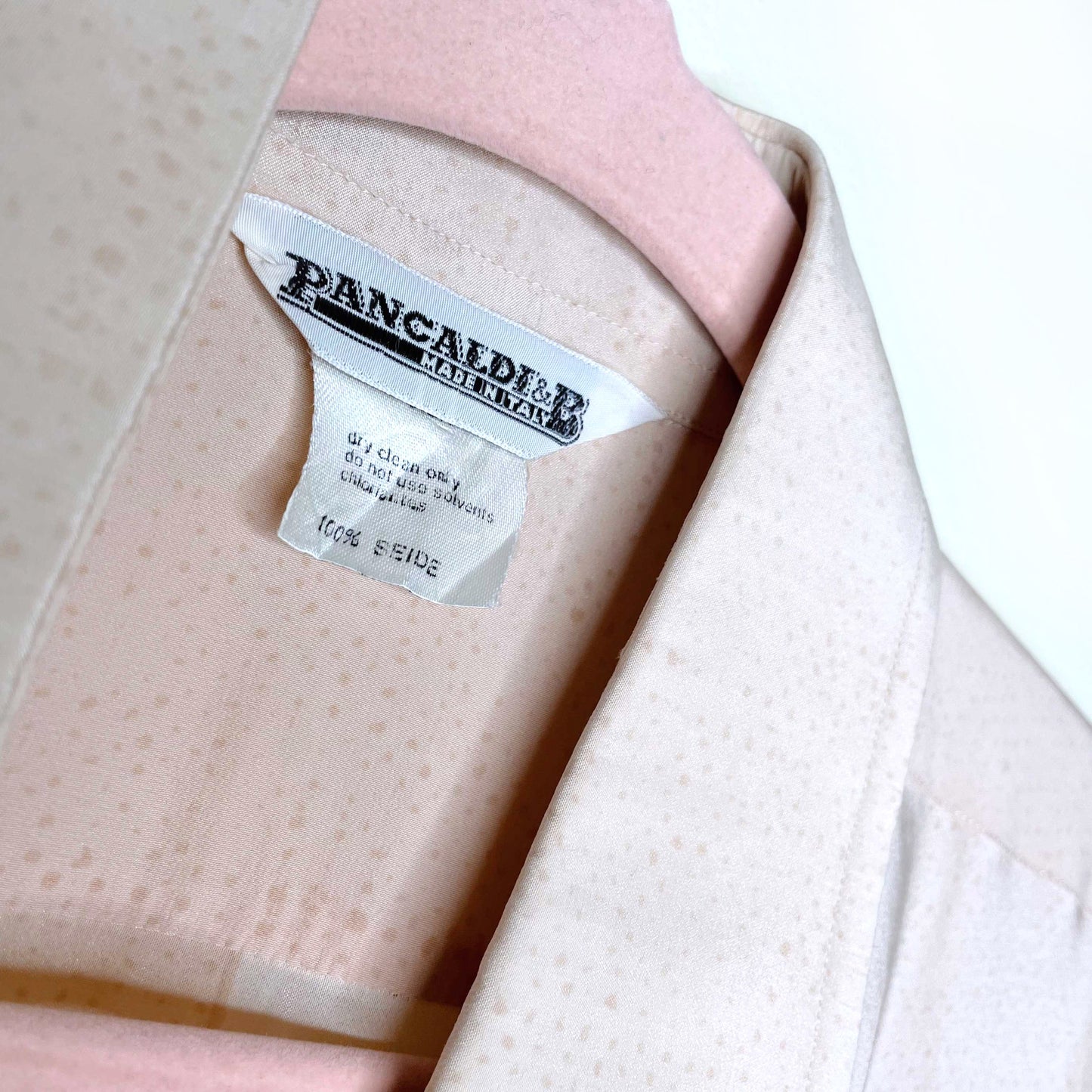 vintage 70's pancaldi & b silk cream striped blouse - size 42