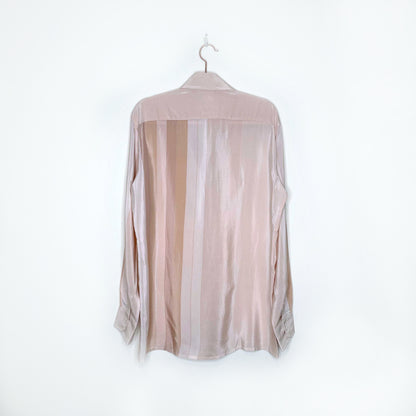 vintage 70's pancaldi & b silk cream striped blouse - size 42