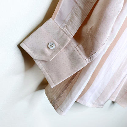 vintage 70's pancaldi & b silk cream striped blouse - size 42