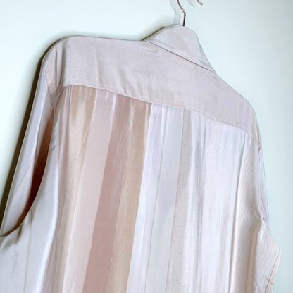 vintage 70's pancaldi & b silk cream striped blouse - size 42