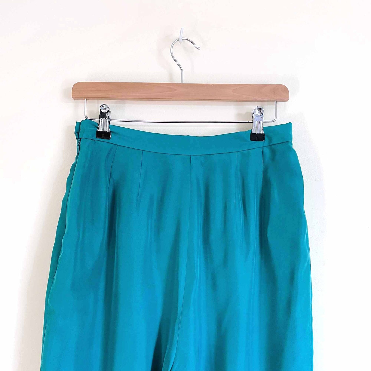 vintage patrick collection high rise teal silk trouser - size 8