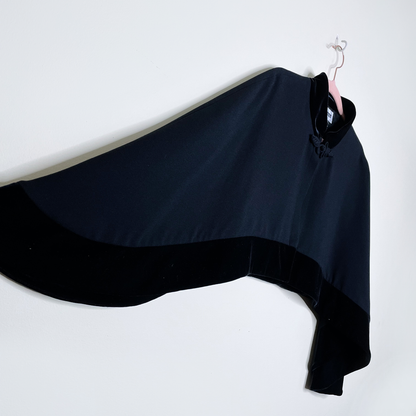 vintage simon chang black velvet trimmed cape qipao button - OS
