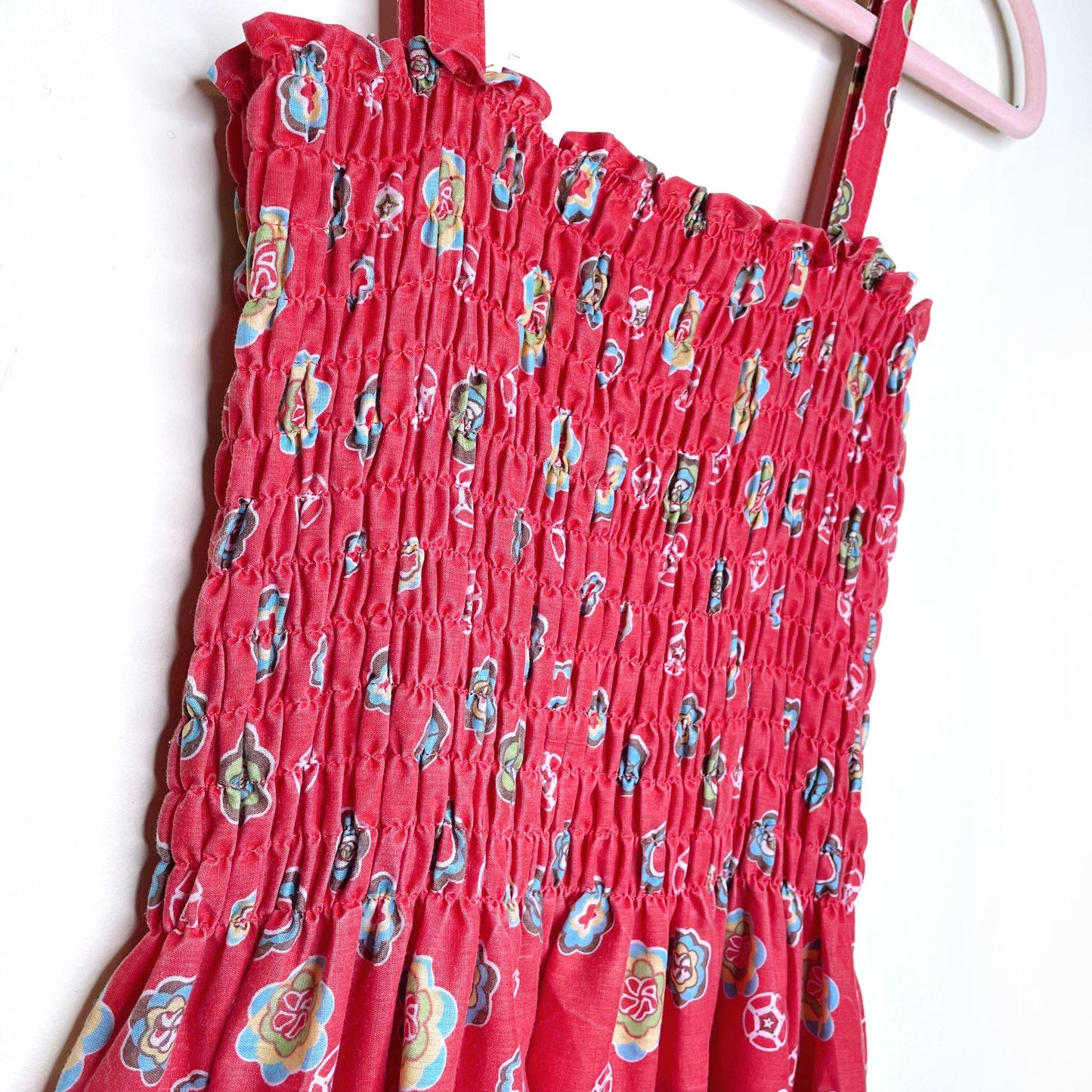 vintage sindrella ruched floral midi sundress w pockets - size sm/med