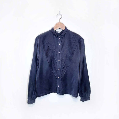 vintage singerie silk ruffle front blouse - size 6