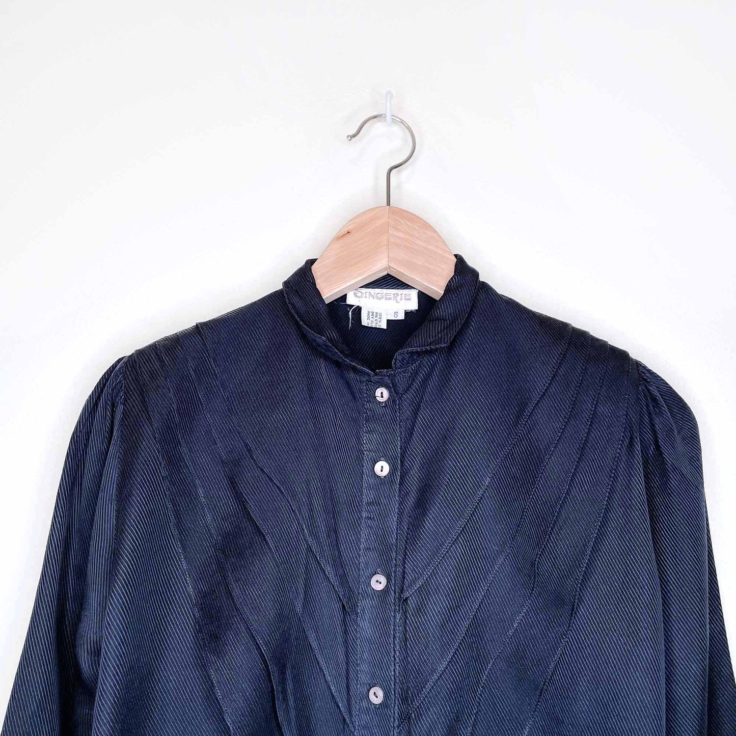 vintage singerie silk ruffle front blouse - size 6