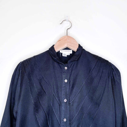 vintage singerie silk ruffle front blouse - size 6