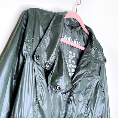soia & kyo asymmetrical zip nylon bomber jacket - size medium