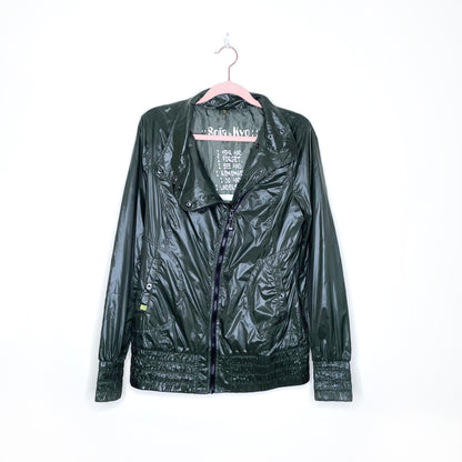 soia & kyo asymmetrical zip nylon bomber jacket - size medium