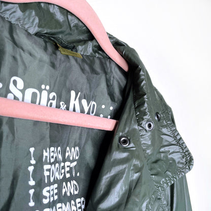 soia & kyo asymmetrical zip nylon bomber jacket - size medium