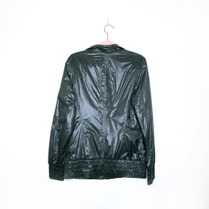 soia & kyo asymmetrical zip nylon bomber jacket - size medium