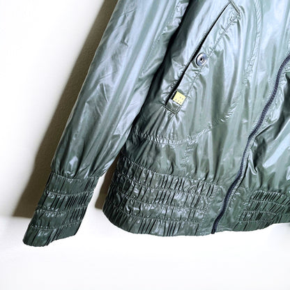 soia & kyo asymmetrical zip nylon bomber jacket - size medium