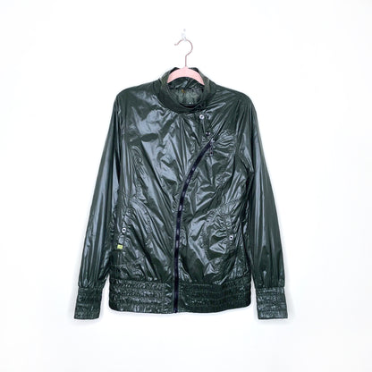 soia & kyo asymmetrical zip nylon bomber jacket - size medium