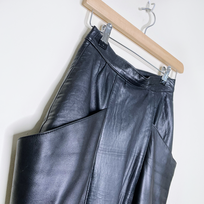 vintage danier black butter leather pencil midi skirt - size xs